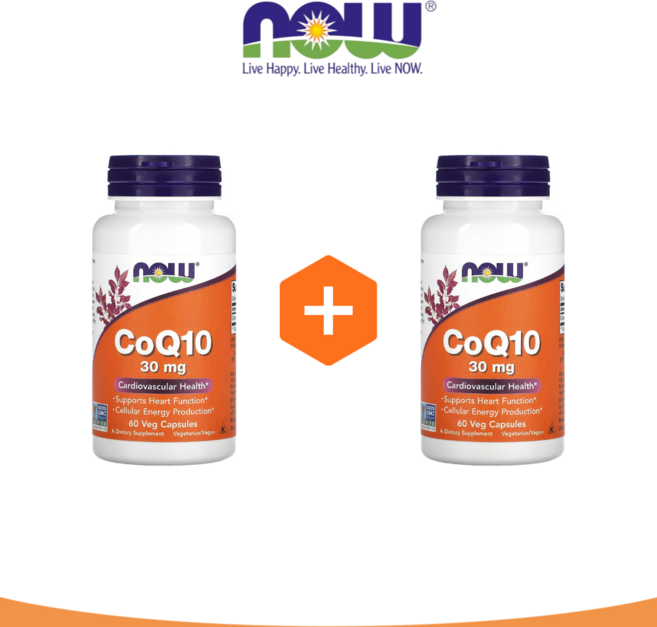 1+1 나우푸드 코큐텐 CoQ10 코엔자임 30mg 60베지 캡슐 Q10 큐텐 2개, 60정