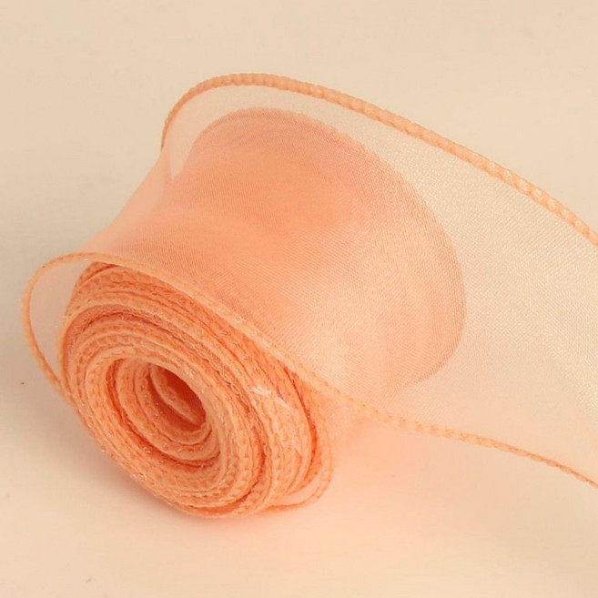 상일상회 선물 포장 리본 쉬폰 오간디 꽃다발 청첩장 끈 4cm, 1개, 9m, 샤인피치