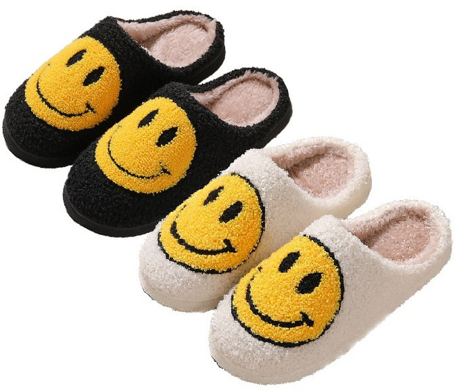 IAWI 스마일 슬리퍼 2개, 화이트+블랙, 1개