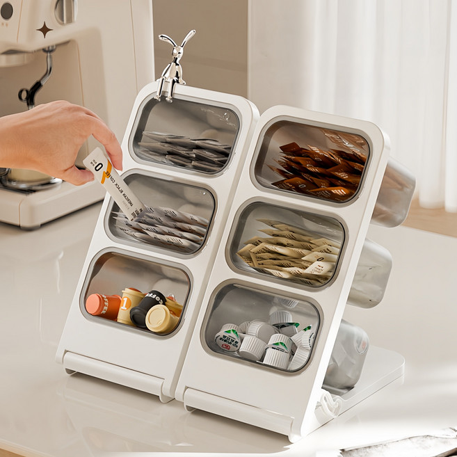 엘스토리아 연필꽂이 티백 수납 정리함 럭셔리 토끼 오브제 포함, 2개, 아이보리