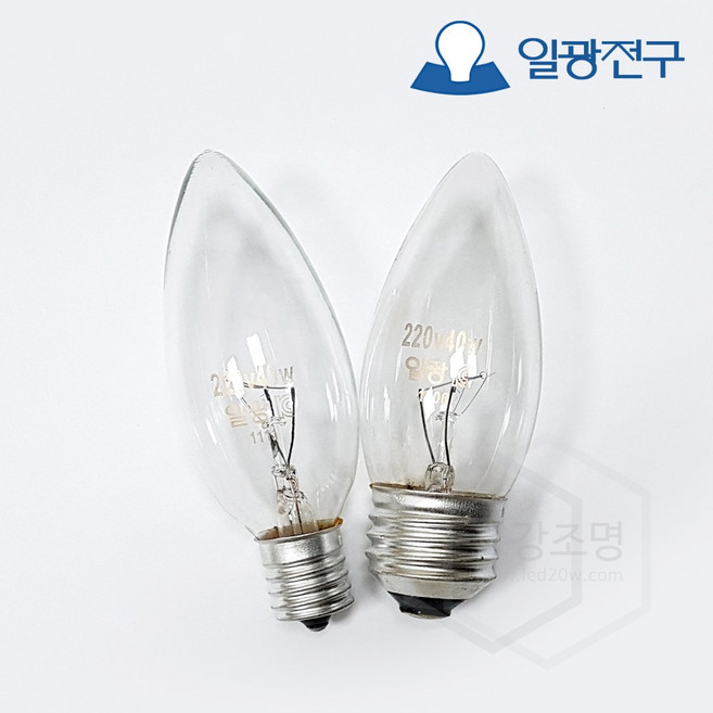 일광전구 백열 촛대구 40W (220V) 소켓 E14 / E17 / E26 장식구 인테리어 조명, 1개