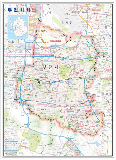 나우맵 부천시지도 코팅 - 경기도 수도권 도로 행정 전도