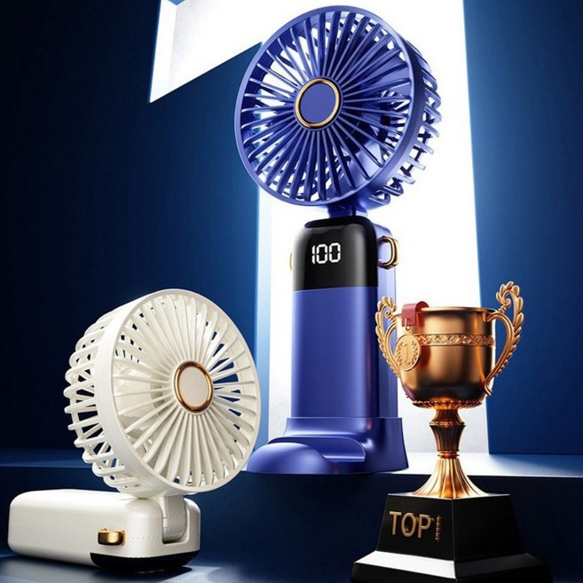 슈렌다 목걸이 핸디 LED 미니 선풍기 탁상용 휴대용 캠핑용 무소음+스트랩증정, 퓨어네이비
