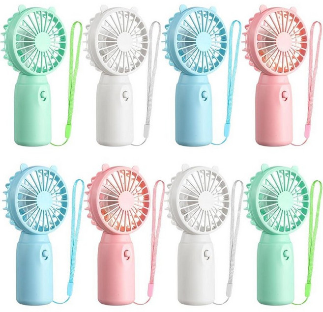 Glooglitter 48 Pcs Mini Portable Fans Bulk Handheld Battery Operated Fan with Lanyard Cooling Lig, 8, 핑크 블루 화이트 그린