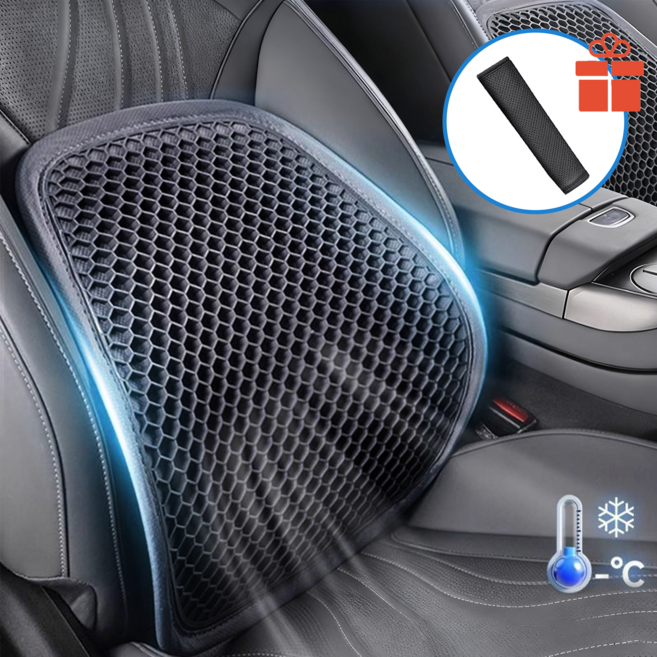 Flyaiku 차량용 허리쿠션 TPE 메쉬 허리 등받이 쿠션 인체공학적 설계 쾌적 통기, 1개, 검정