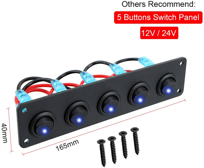 버튼 보트 트럭 24V 액세서리 자동차 토글 라이트 12V 트레일러 패널 캐러밴 마린용 8 USB 밴 어댑터 전원 충전기 스위치, others, 1개