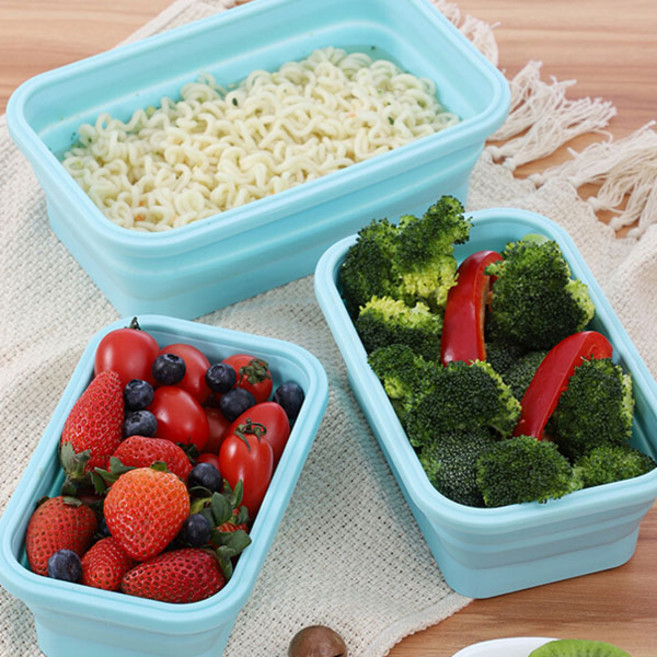 실리콘 접이식사각용기 3P세트 밀폐용기, 1개