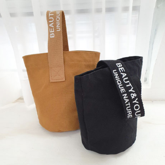 [루이벤] 레터링 캔버스 미니 토트 에코백 텀블러가방 도시락가방 6컬러