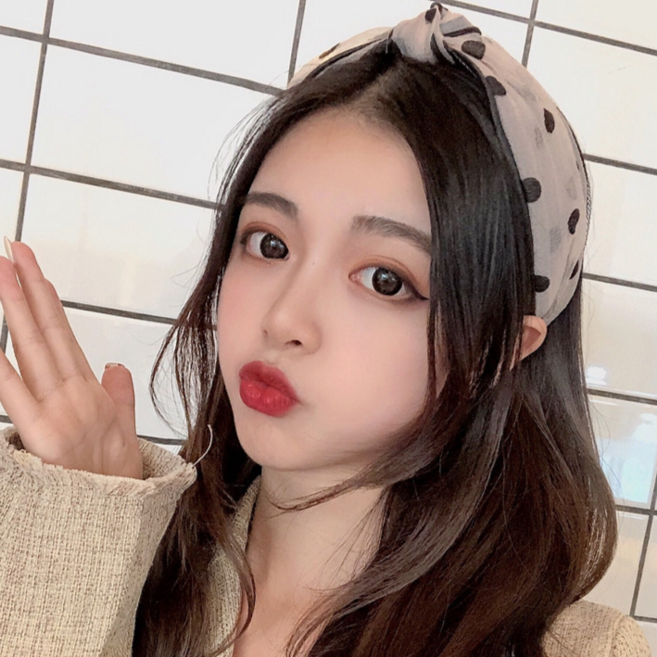 미다미 패브릭 매쉬 도트 헤어밴드 넓은 머리띠