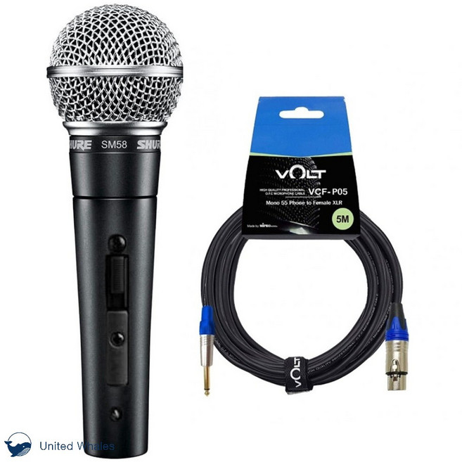 SHURE 슈어 SM58 SK 다이나믹 유선 마이크 XLR-55 케이블 홀더 세트 [빠른배송], SM58SK +XLR-55