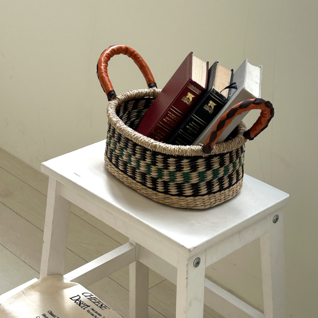 무드릭스 라탄 오렌지 바스켓 피크닉바구니 수납바구니 정리함, 1개, 단일