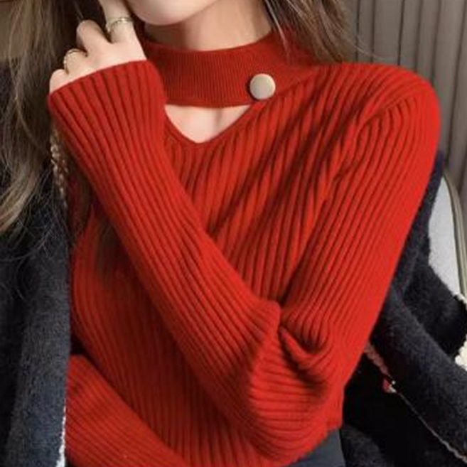 로렌미 딜라잇 버튼 홀 골지 니트티 S250917FW-12