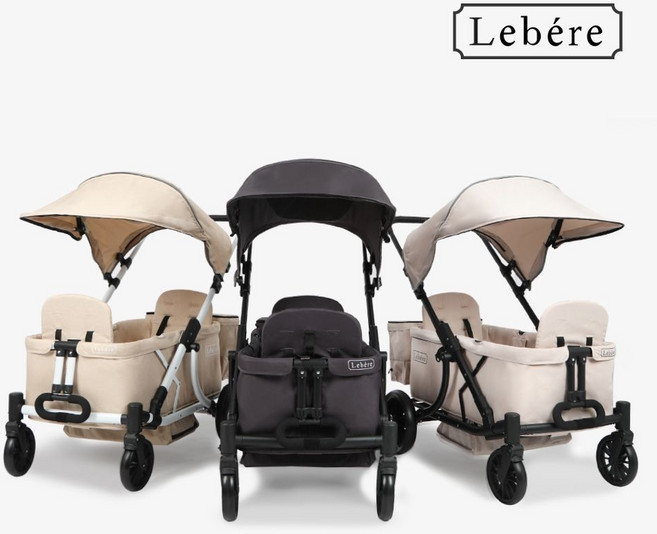 (현대Hmall) [킨즈] 2025 르베르 유아 웨건 쌍둥이 유모차 2인용+4종 사은품 (캐노피+트레이+그늘막+모기장), 올리브 그린(메쉬출입구X)