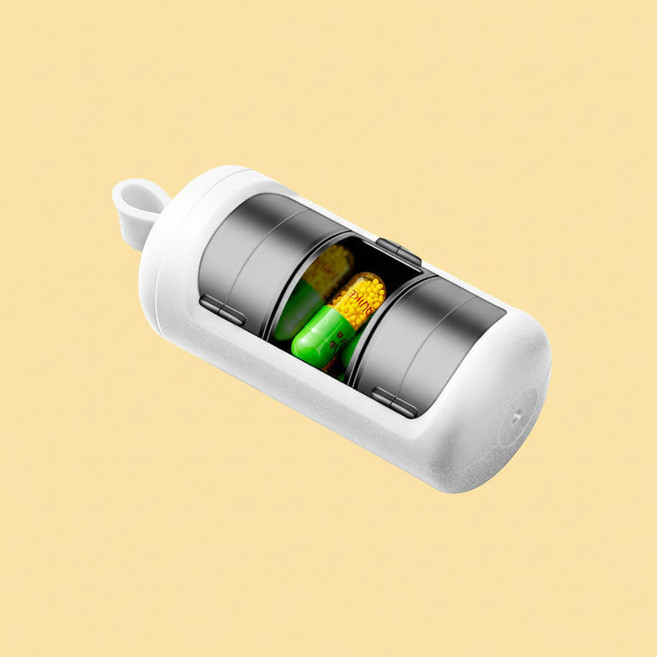 원통형 비타민 알약 케이스 소분용기, 1개, 원통모양 화이트