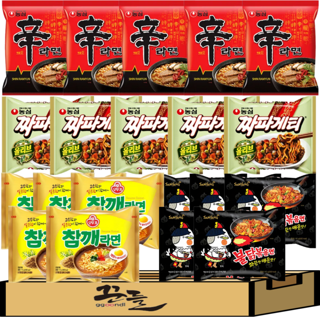 인기봉지라면 4종 M세트(신라면5+불닭5+짜파5+참깨5)