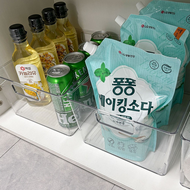 하이어데코 책 정리 팬트리 정리함, 2개, 투명