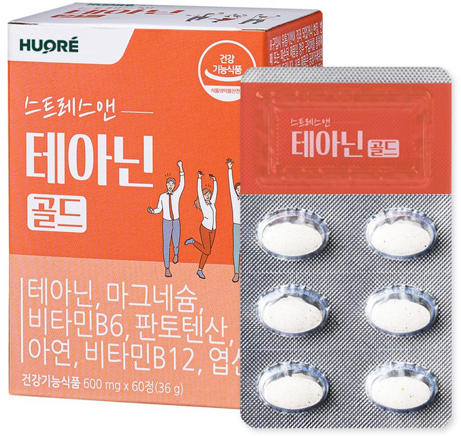 스트레스 앤 테아닌 골드 엘테아닌, 1개, 60정