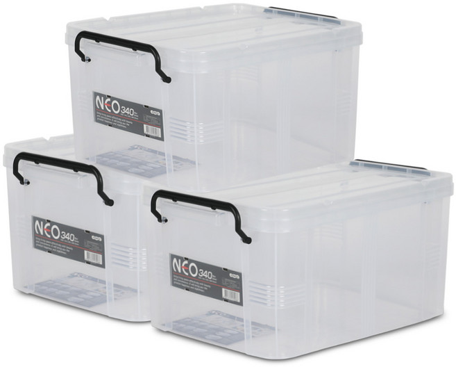 코멕스 네오박스 플라스틱 수납박스, 반투명, 3개