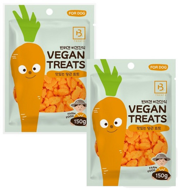 강아지 비건 간식 채소 트릿 큐브, 2개, 150g, 당근