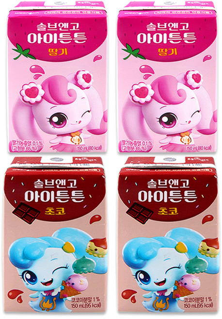 캐치티니핑 솔브앤고 딸기맛+초코맛, 150ml, 4개