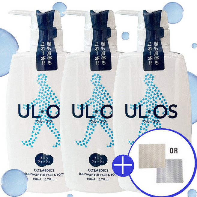 우르오스 남성용 올인원 바디워시 500ml 3M빨아쓰는행주증정 스킨워시 클렌저 목욕 개운함 땀냄새제거, 3개