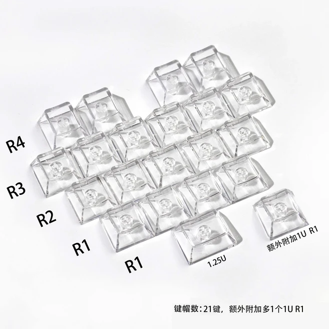 빨간색 투명 키캡 10키 체리 프로파일 PC 스페이스바 6.25U ESC 엔터 쉬프트 키 맞춤형 기계식 키보드용, 03 Transparent