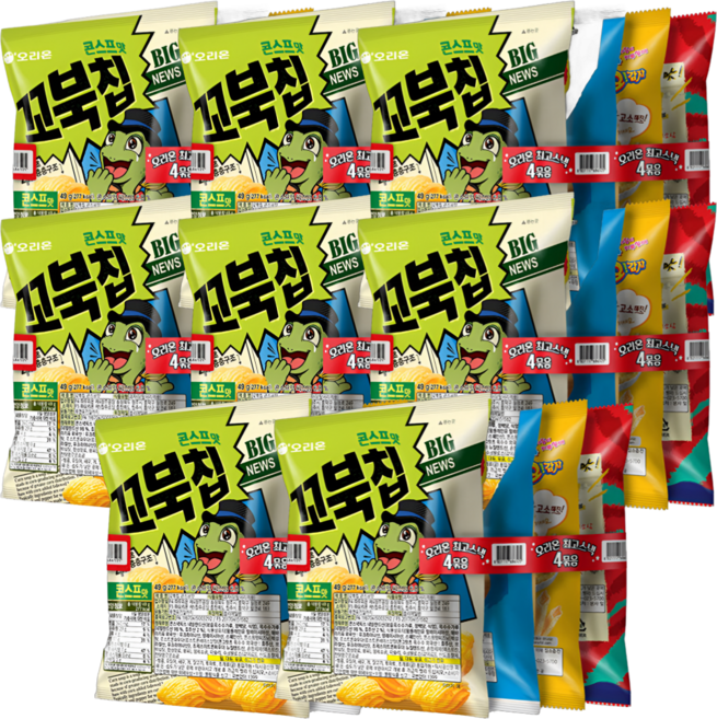 인기스낵 오리온4종세트 (꼬북칩+포카칩+오감자+썬칩), 170g, 8개