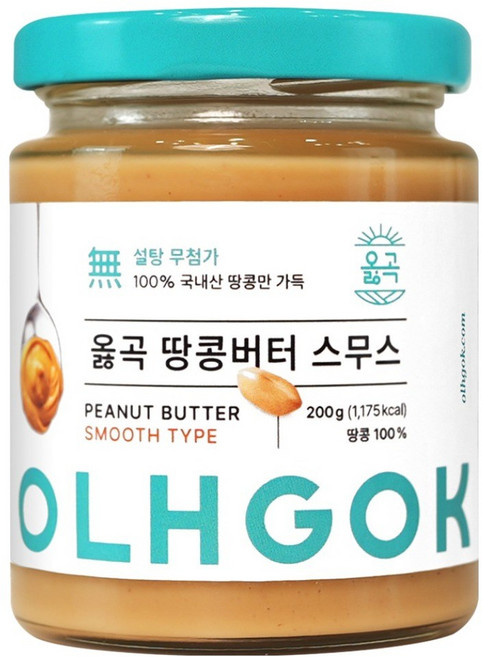 옳곡 100% 국내산 땅콩버터 스무스, 200g, 1개