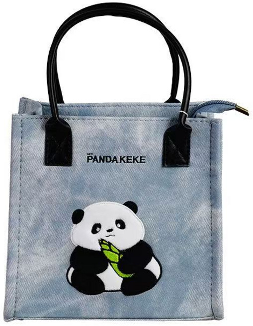 PANDAKEKE 可愛卡通熊貓繡花手提包 單肩斜挎包