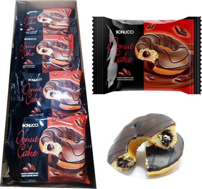 보누치 코코아 필링 도넛 케이크, 12개, 45g