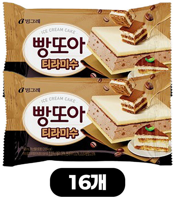 빙그레 샌드 아이스크림 빵또아 티라미수, 16개, 180ml