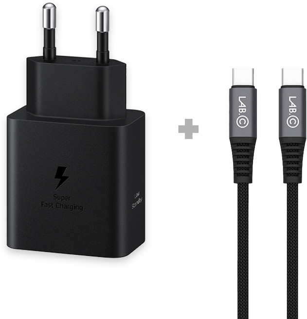 삼성 정품 45W USB-C 초고속 충전 어댑터 + 3m 케이블 세트, 1개, 어댑터 블랙+3M 케이블 블랙 포함