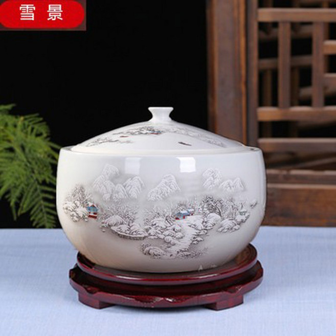 사기요강 세라믹 요강 소변통 감바리 뚜껑 새들의 이동식 5KG 도자기 10근 밀봉, 3근 설경 없음, 1개, 1개