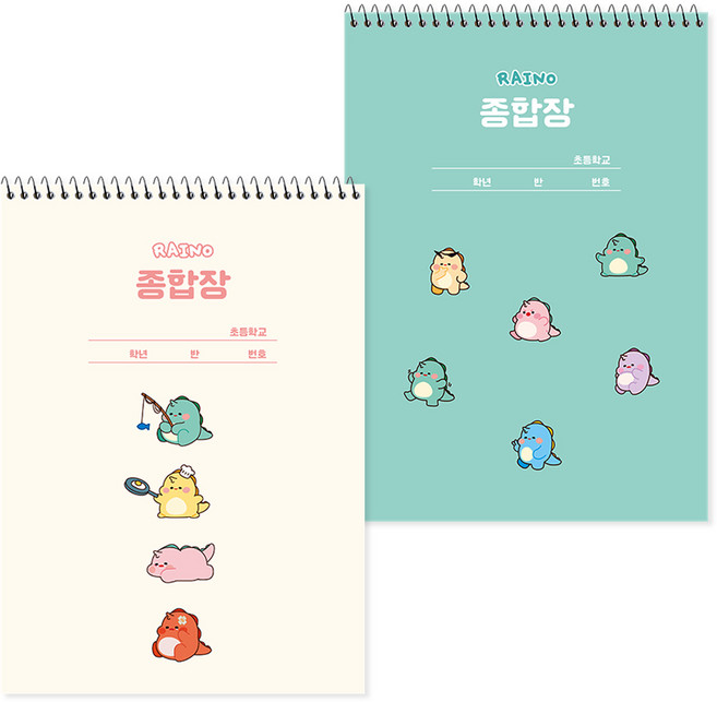 라이노 심플 두꺼운 종합장 도화지 줄없는 무선 무지 스프링 종합장 연습장 미니 스케치북, 4개, 혼합세트