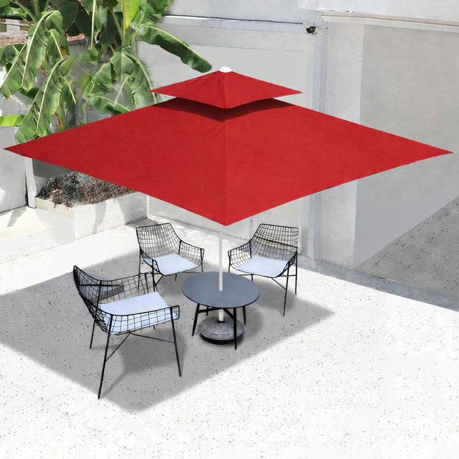 카나모 2층 팔각 파라솔 특대형 캠핑 낚시 비치 파라솔받침대 야외 테라스 휴대용, 05.사각 2단 파라솔 대형-레드