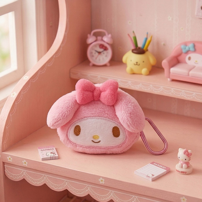 산리오 작고 귀여운 미니 동전 이어폰 소품파우치 카라비너고리