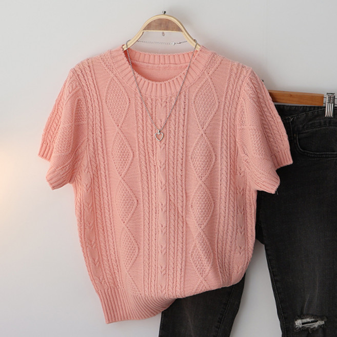 스카이코코 여성 반팔 티셔츠 피셔 니트티