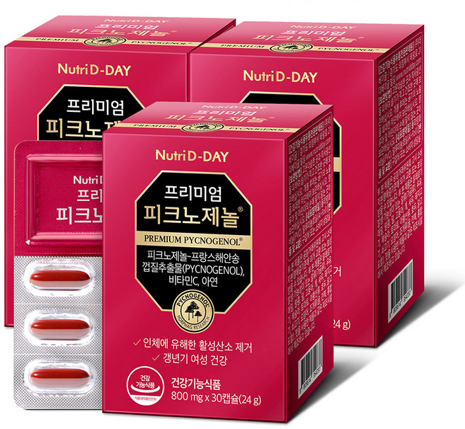 뉴트리디데이 갱년기 프리미엄 피크노제놀, 30정, 3개