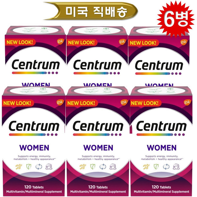 센트룸 멀티 종합비타민 포 우먼 120 타블렛 [의사추천1위 여성종합영양제 ] X 6병, 120정, 6개