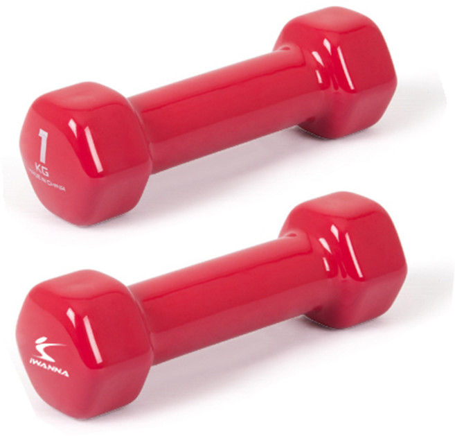 아이워너 PVC 육각 컬러아령 세트 0.5kg~3kg 미용아령 여성아령 1개/2개, 1kg, 2개