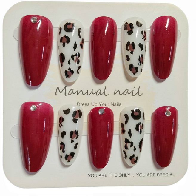 手工美甲 豹紋設計 附贈美甲工具組, 24個, 21豹紋款24片