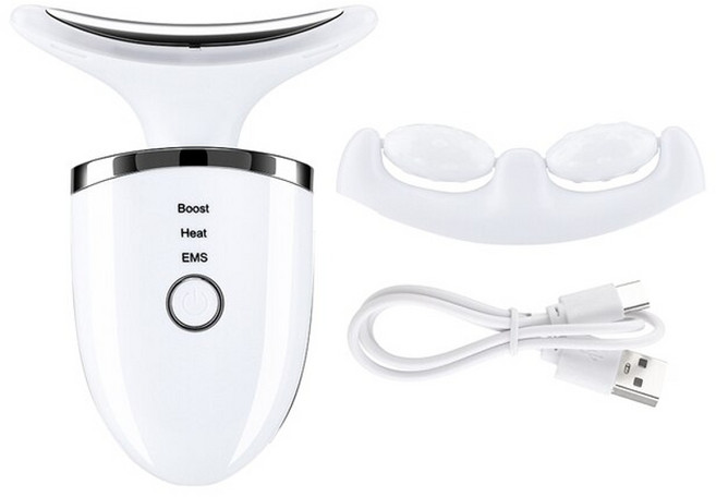 승모근마사지 이중턱리프팅 림프 목주름관리 이중턱리프팅 림프 목주름관리 3 색 led 광자 목 리프트 얼굴 미용 장치 피부 강화 이중 턱 주름 방지 스킨 케어 도구, 하얀