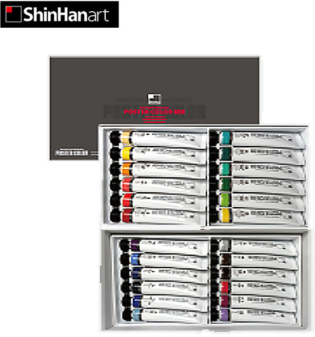 신한 전문가용 포스터칼라 물감 24색 (튜브형) A세트/B세트(40ml) 2중택1, (*튜브형)A세트(40ml)