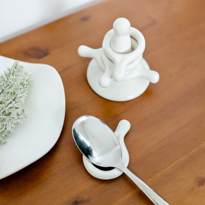 케이트가든 링 고리 수저 받침 화이트 세라믹 받침대 5p 세트, 1개