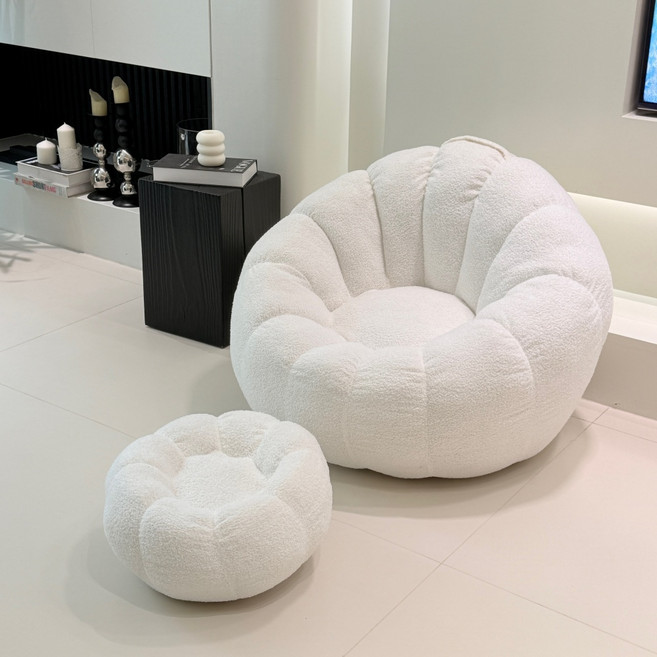 BENRAN 리클라이너쇼파 유연하다 회전 가능 호박소파 응접실 침실 느슨한 포근한 1인용리클라이너, 크림색