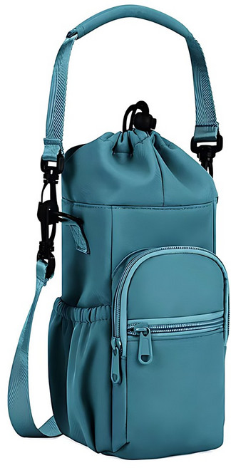 이중지퍼 보온보냉 텀블러 크로스백 물병 가방, 1개, 블루그린