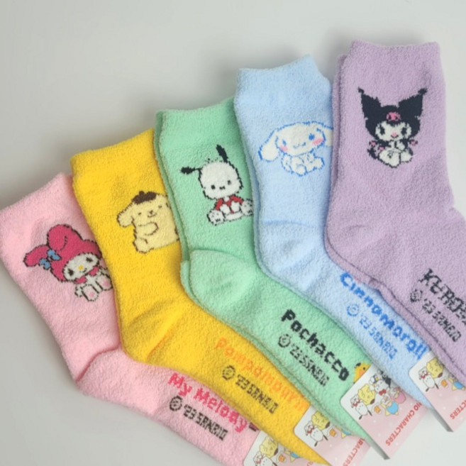 산리오 5족세트 시나모롤 쿠로미 마이멜로디 수면 양말 캐릭터 따뜻한 포근한 남녀공용 임산부 크리스마스 선물