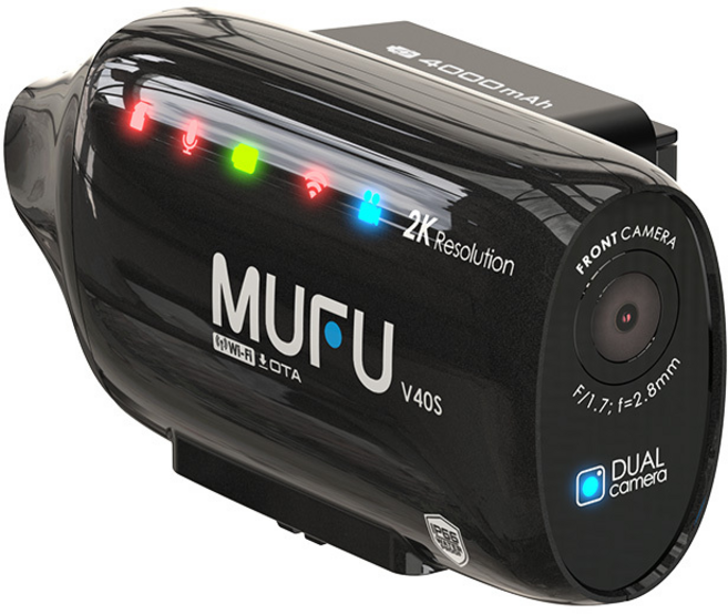 MUFU V40S 雙鏡頭機車行車記錄器 2K, 黑色