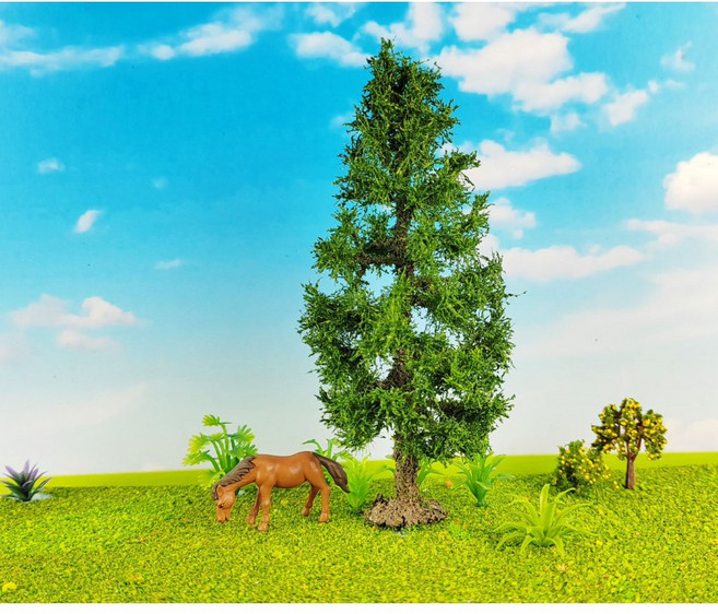 【微景小舖】 微景觀 落羽松 鐵絲樹 水杉松樹 多肉植物 苔蘚生態瓶 景觀盆栽 沙盤模型 場景佈置, 1個, 春天深綠色(高約12cm)