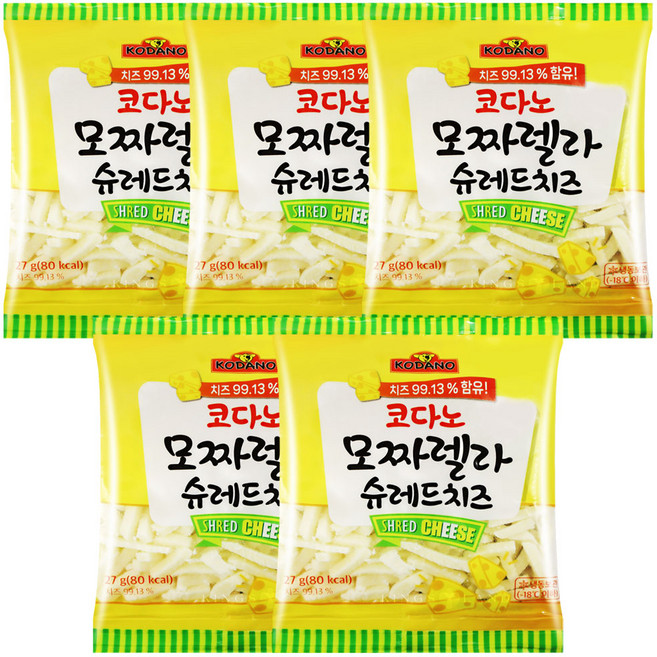 코다노 모짜렐라 슈레드치즈, 27g, 5개
